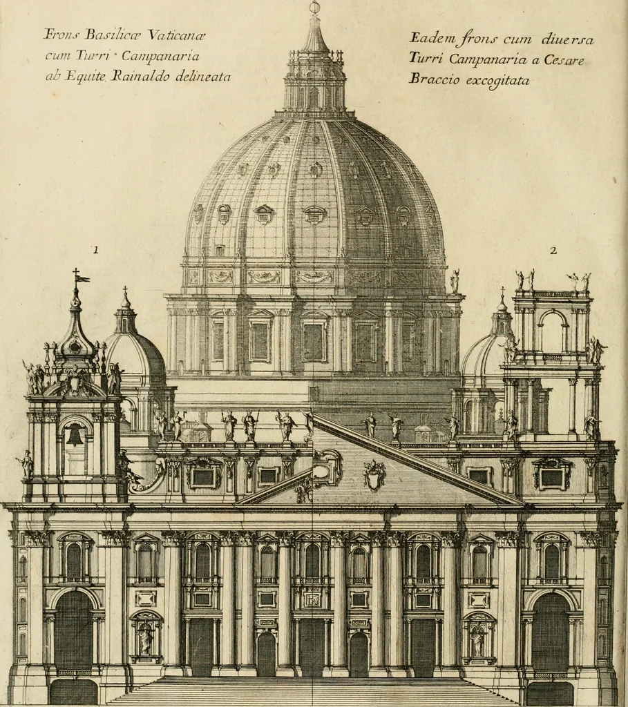 An illustration from Numismata summorum pontificum Templi Vaticani fabricam indicantia, chronologica ejusdem fabricae narratione ac multiplici eruditione explicata. Atque uberiori numismatum omnium pontificiorum lucubrationi veluti prodromus praemissa, 1700, leaf 309