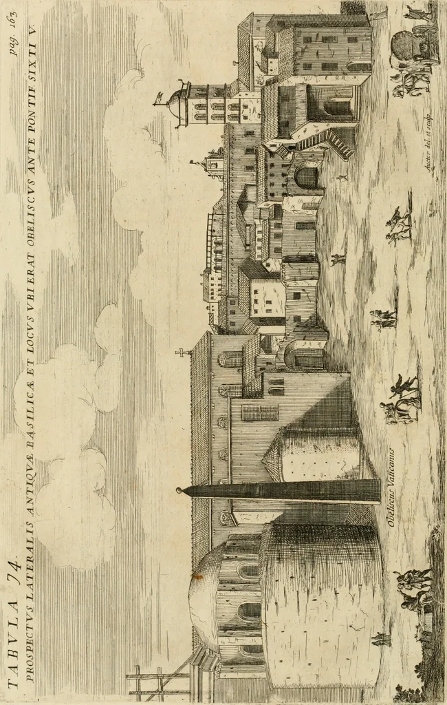 An illustration from Numismata summorum pontificum Templi Vaticani fabricam indicantia, chronologica ejusdem fabricae narratione ac multiplici eruditione explicata. Atque uberiori numismatum omnium pontificiorum lucubrationi veluti prodromus praemissa, 1700, leaf 337