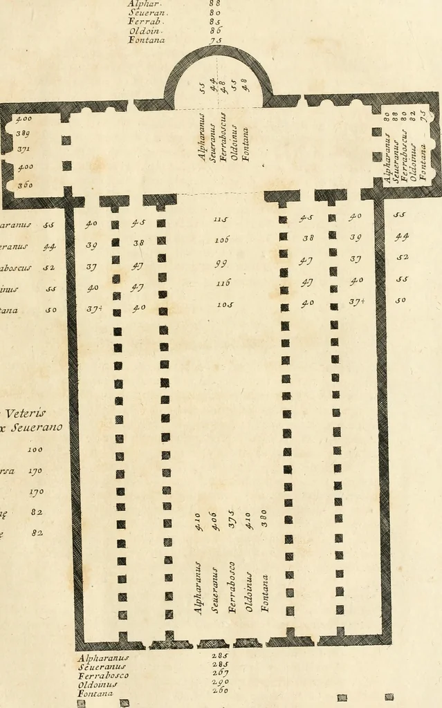 An illustration from Numismata summorum pontificum Templi Vaticani fabricam indicantia, chronologica ejusdem fabricae narratione ac multiplici eruditione explicata. Atque uberiori numismatum omnium pontificiorum lucubrationi veluti prodromus praemissa, 1700, leaf 34