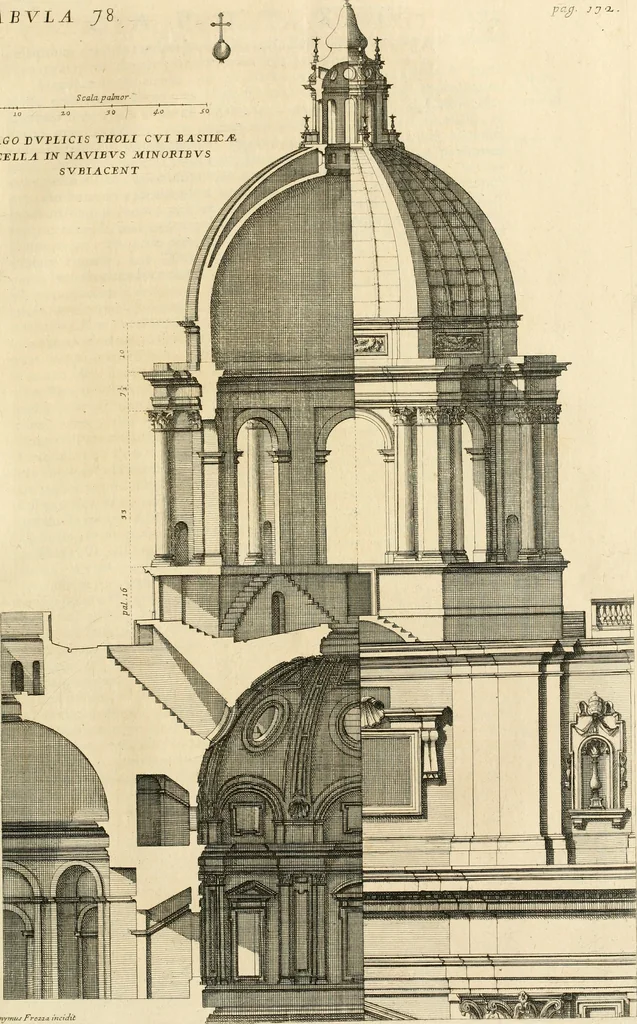 An illustration from Numismata summorum pontificum Templi Vaticani fabricam indicantia, chronologica ejusdem fabricae narratione ac multiplici eruditione explicata. Atque uberiori numismatum omnium pontificiorum lucubrationi veluti prodromus praemissa, 1700, leaf 354