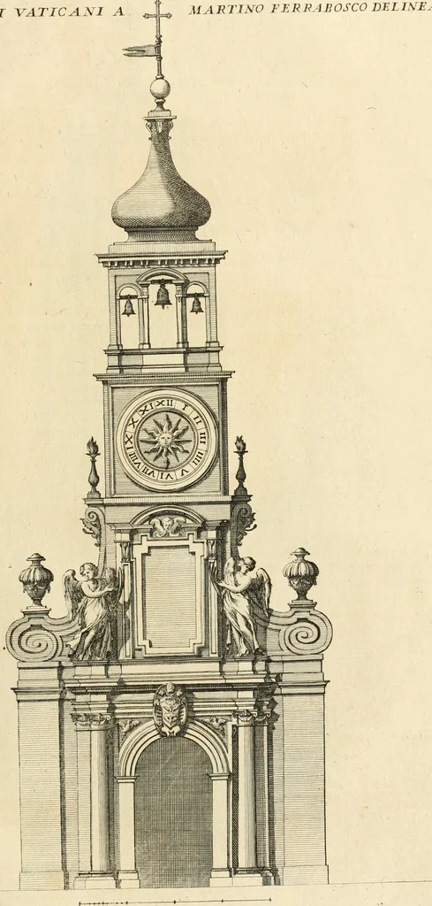 An illustration from Numismata summorum pontificum Templi Vaticani fabricam indicantia, chronologica ejusdem fabricae narratione ac multiplici eruditione explicata. Atque uberiori numismatum omnium pontificiorum lucubrationi veluti prodromus praemissa, 1700, leaf 358