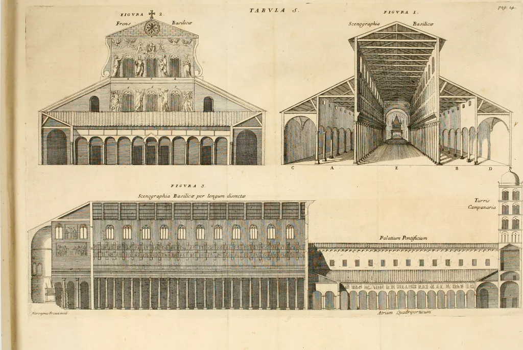 An illustration from Numismata summorum pontificum Templi Vaticani fabricam indicantia, chronologica ejusdem fabricae narratione ac multiplici eruditione explicata. Atque uberiori numismatum omnium pontificiorum lucubrationi veluti prodromus praemissa, 1700, leaf 41