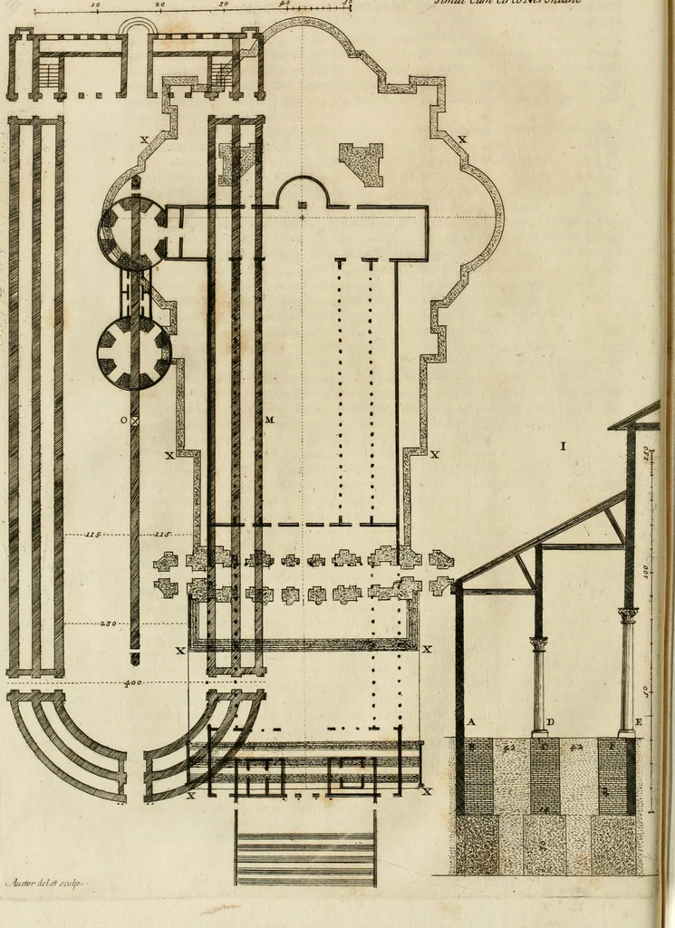 An illustration from Numismata summorum pontificum Templi Vaticani fabricam indicantia, chronologica ejusdem fabricae narratione ac multiplici eruditione explicata. Atque uberiori numismatum omnium pontificiorum lucubrationi veluti prodromus praemissa, 1700, leaf 47