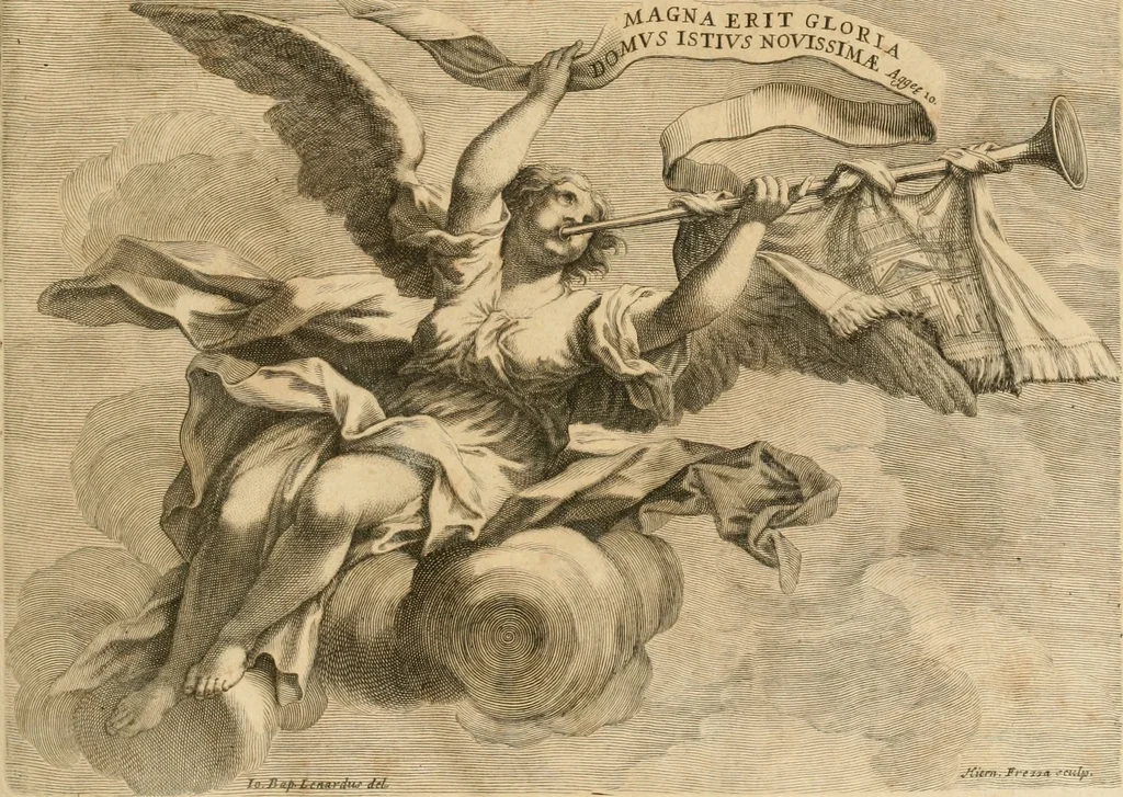 An illustration from Numismata summorum pontificum Templi Vaticani fabricam indicantia, chronologica ejusdem fabricae narratione ac multiplici eruditione explicata. Atque uberiori numismatum omnium pontificiorum lucubrationi veluti prodromus praemissa, 1700, leaf 6