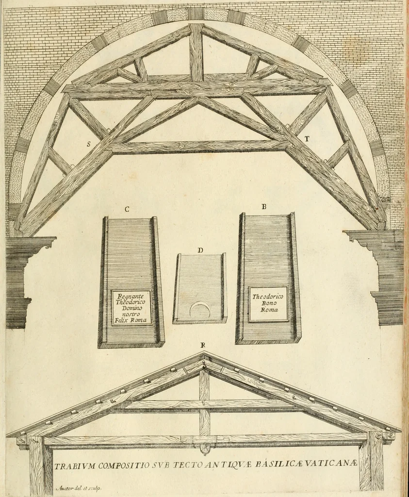 An illustration from Numismata summorum pontificum Templi Vaticani fabricam indicantia, chronologica ejusdem fabricae narratione ac multiplici eruditione explicata. Atque uberiori numismatum omnium pontificiorum lucubrationi veluti prodromus praemissa, 1700, leaf 88