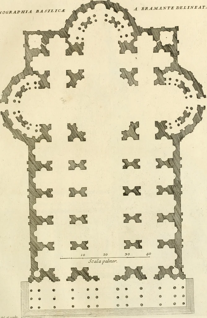An illustration from Numismata summorum pontificum Templi Vaticani fabricam indicantia, chronologica ejusdem fabricae narratione ac multiplici eruditione explicata. Atque uberiori numismatum omnium pontificiorum lucubrationi veluti prodromus praemissa, 1700, leaf 90