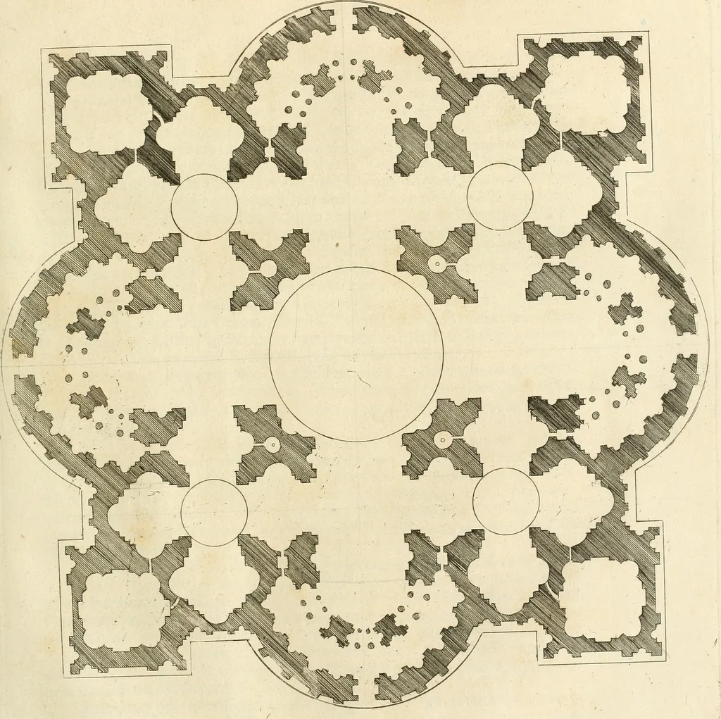 An illustration from Numismata summorum pontificum Templi Vaticani fabricam indicantia, chronologica ejusdem fabricae narratione ac multiplici eruditione explicata. Atque uberiori numismatum omnium pontificiorum lucubrationi veluti prodromus praemissa, 1700, leaf 98