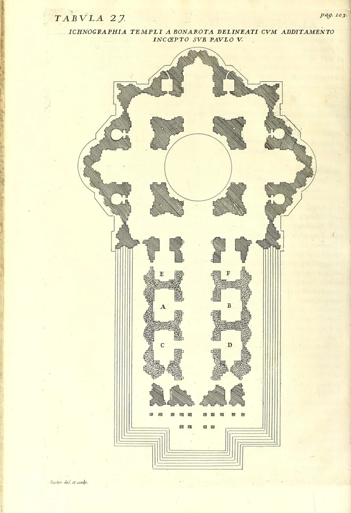 An illustration from Numismata summorum pontificum Templi Vaticani fabricam indicantia, 1696, leaf 180