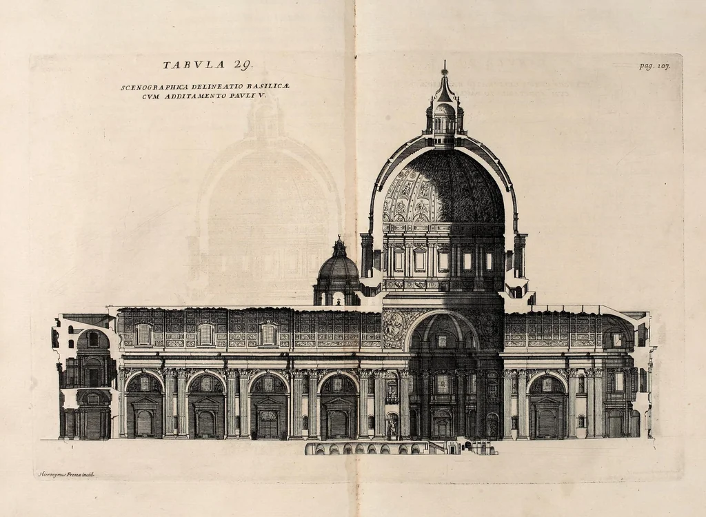 An illustration from Numismata summorum pontificum Templi Vaticani fabricam indicantia, 1696, leaf 187