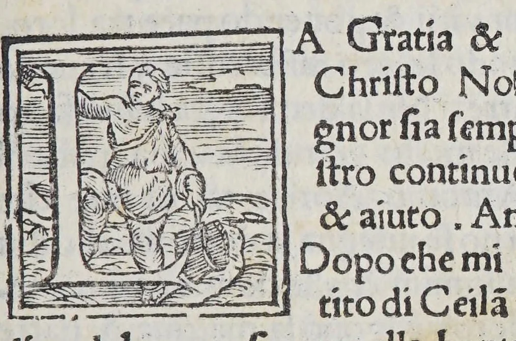 An illustration from Nuoui auisi delle Indie di Portugallo riceuuti questo anno del .1553. : doue si tratta della co[n]uersione di molte persone principali, & tra li altri d'un re signore de 11000. isole, con vna discrittione delli costume de i Giaponesi nostri antipodi & come loro riceuono la nostra santa fede, 1553, leaf 7