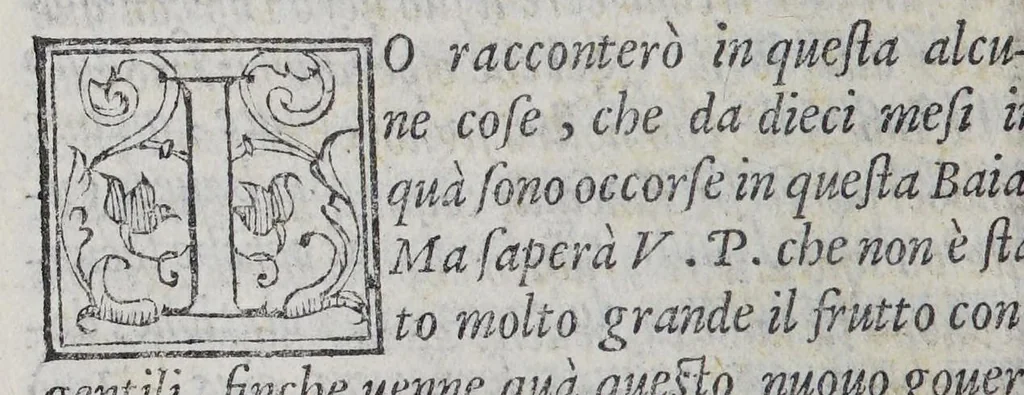An illustration from Nuoui auisi dell'Indie di Portogallo, riceuuti dalli reuerendi padri della Compagnia di Giesu,, 1562, leaf 102