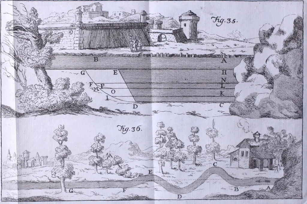 An illustration from Nuova raccolta d'autori, che trattano del moto dell'acque, 1766, leaf 587