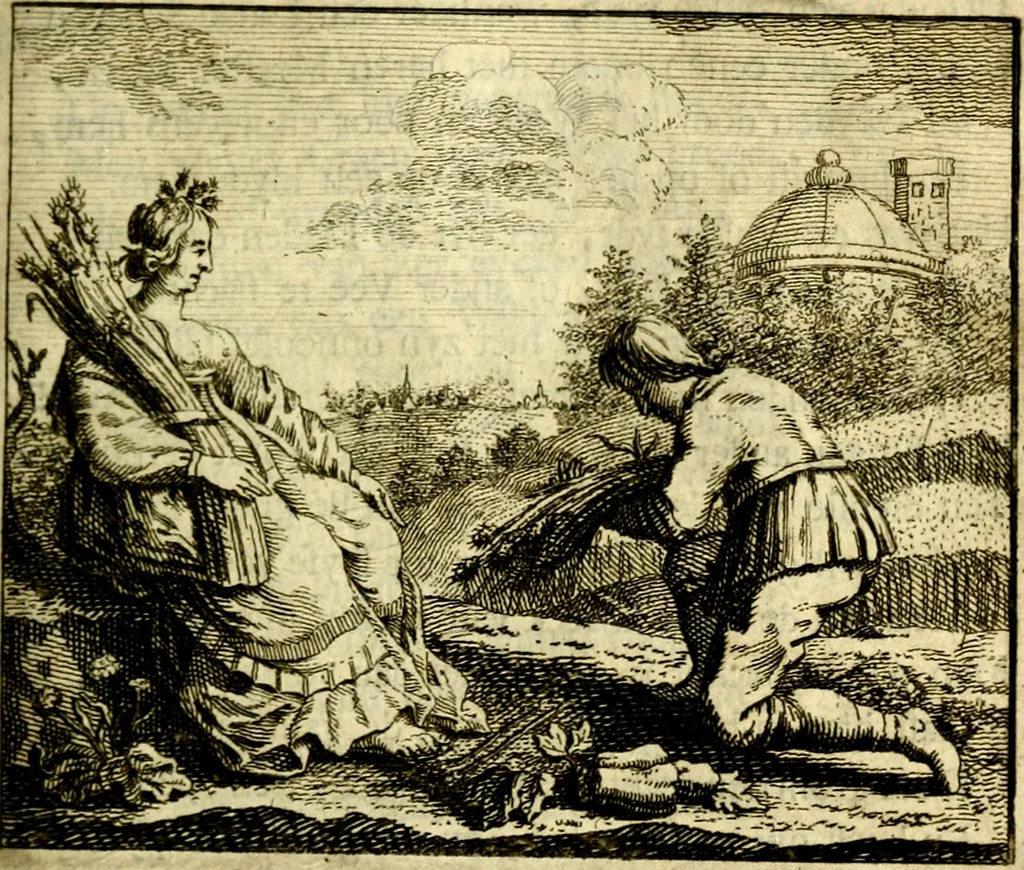 An illustration from Nuttelyck huys-boeck ... Benevens alle de overgebleven gedichten ... de lof-en rouw-gedichten en graft-schriften, 1769, leaf 132