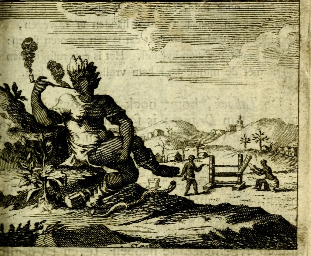 An illustration from Nuttelyck huys-boeck ... Benevens alle de overgebleven gedichten ... de lof-en rouw-gedichten en graft-schriften, 1769, leaf 208