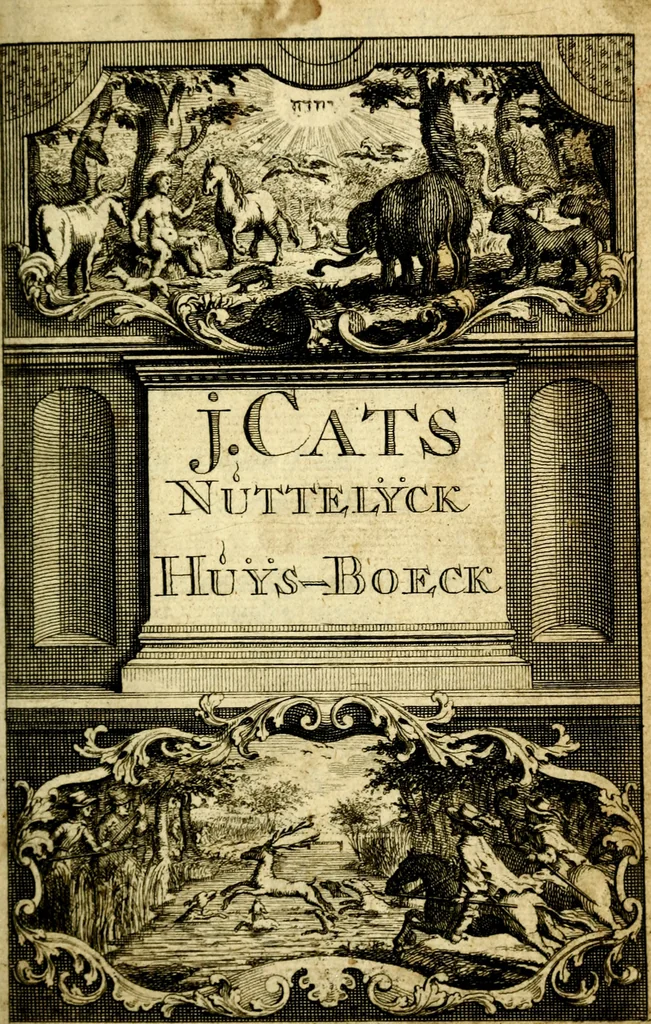 An illustration from Nuttelyck huys-boeck ... Benevens alle de overgebleven gedichten ... de lof-en rouw-gedichten en graft-schriften, 1769, leaf 4