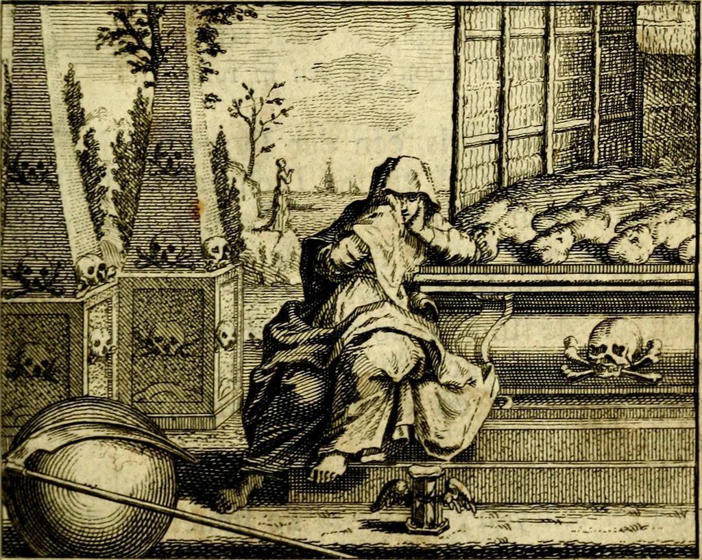 An illustration from Nuttelyck huys-boeck ... Benevens alle de overgebleven gedichten ... de lof-en rouw-gedichten en graft-schriften, 1769, leaf 44