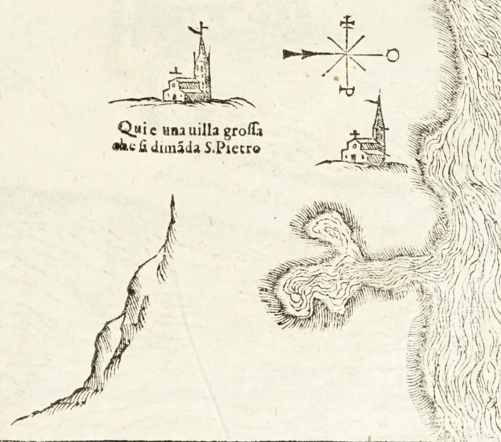 An illustration from Nvova inventione di fabricar fortezze, : di varie forme, in qvalvnqve sito di piano, di monte, in acqua, con diuersi disegni, et vn trattato del modo, che si hà da osseruare in esse, con le sve misvre, et ordine di levar le piante, tanto in fortezze reali, quanto non reali., 1598, leaf 99