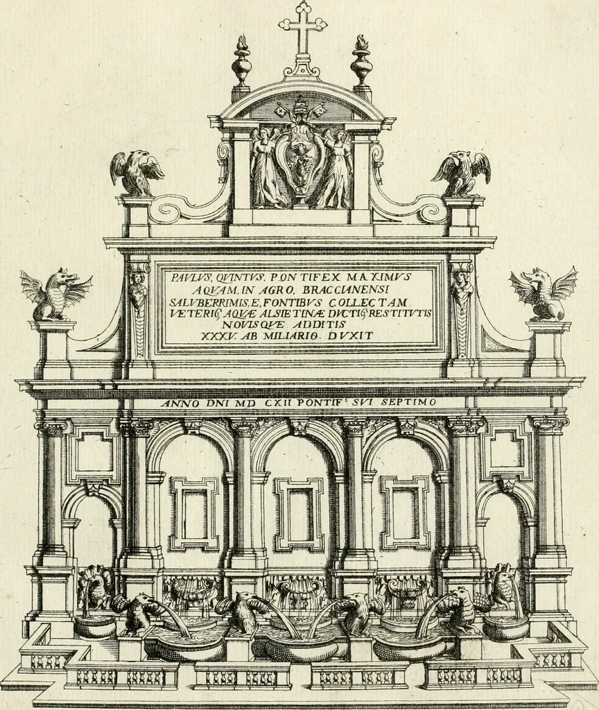An illustration from Nvova racolta di fontane che si vedano nel alma citta di Roma, Tivoli e Frascati, 1678, leaf 6