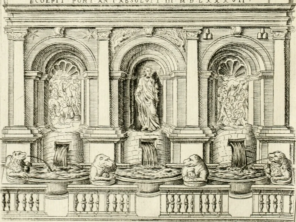 An illustration from Nvova racolta di fontane che si vedano nel alma citta di Roma, Tivoli e Frascati, 1678, leaf 7