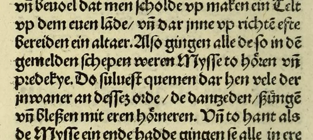 An illustration from Nye vnbekande Lande Unde eine nye Werldt in korter vorgangener Tyd gefunden, 1508, leaf 60