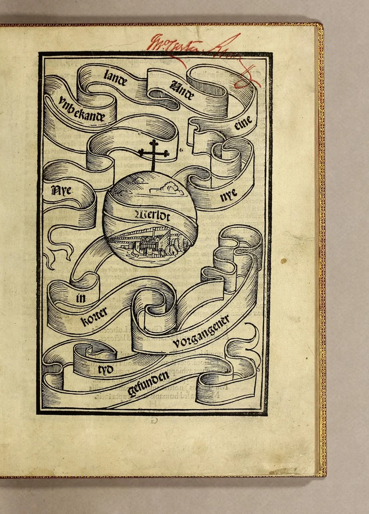 An illustration from Nye vnbekande Lande Unde eine nye Werldt in korter vorgangener Tyd gefunden, 1508, leaf 7