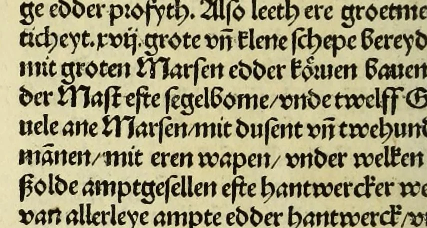 An illustration from Nye vnbekande Lande Unde eine nye Werldt in korter vorgangener Tyd gefunden, 1508, leaf 84