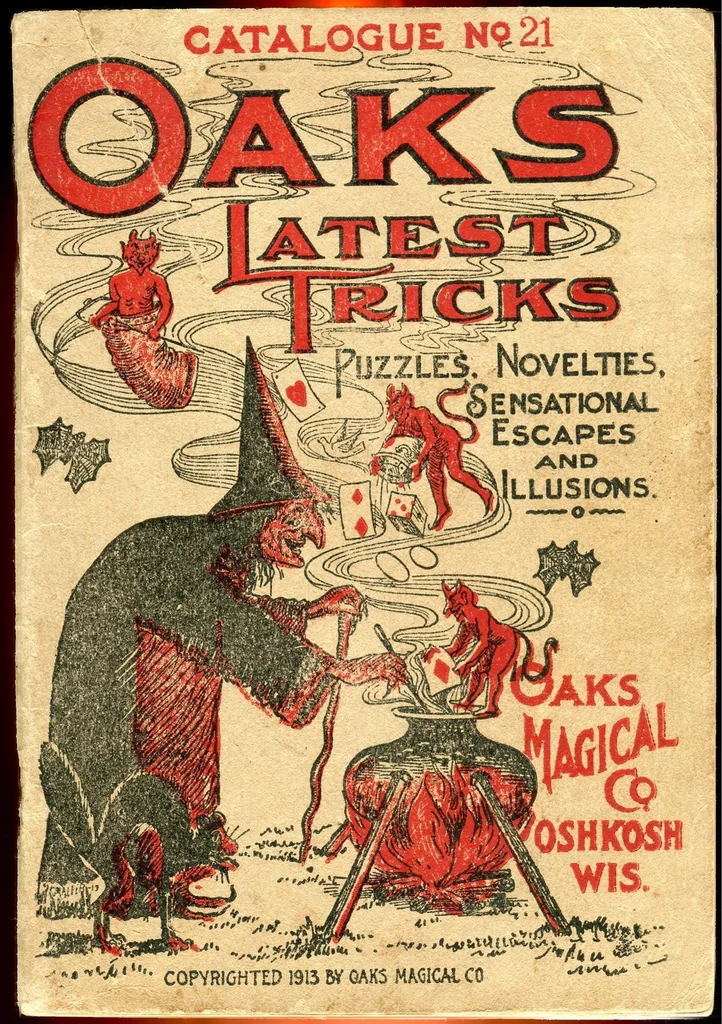 An illustration from Oaks Latest Tricks, Catalogue No. 21, Puzzles, Novelties, Sensational Escapes, And Illusions, 1913, leaf 0