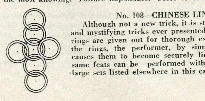 An illustration from Oaks Latest Tricks, Catalogue No. 22: Puzzles, Novelties, Sensational Escapes, and Illusions, 1913, leaf 38