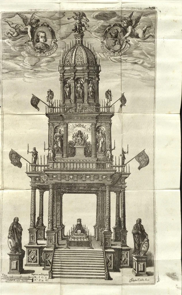 An illustration from Obelisco historico : i honorario, que la Imperial Ciudad de Zaragoza erigio a la inmortal memoria del serenissimo señor don Balthasar Carlos de Austria, principe de Españas, 1646, leaf 220