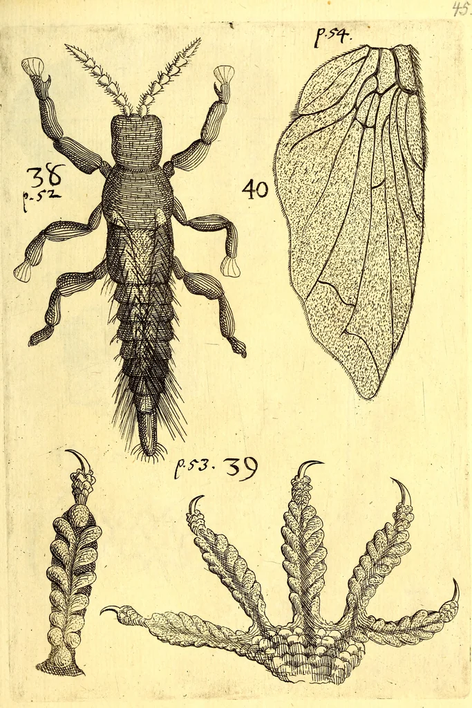 An illustration from Obseruationes circa viuentia, quæ in rebus non viuentibus reperiuntur : Cum micrographia curiosa siue Rerum minutissimarum obseruationibus, quæ ope microscopij recognitæ ad viuum exprimuntur : his accesserunt aliquot animalium testaceorum icones non antea in lucem editæ : omnia curiosorum naturæ exploratorum vtilitati & iucunditati expressa & oblata, 1691, leaf 568