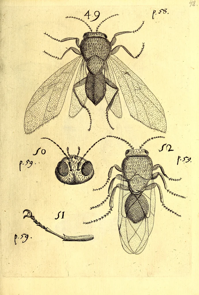 An illustration from Obseruationes circa viuentia, quæ in rebus non viuentibus reperiuntur : Cum micrographia curiosa siue Rerum minutissimarum obseruationibus, quæ ope microscopij recognitæ ad viuum exprimuntur : his accesserunt aliquot animalium testaceorum icones non antea in lucem editæ : omnia curiosorum naturæ exploratorum vtilitati & iucunditati expressa & oblata, 1691, leaf 574
