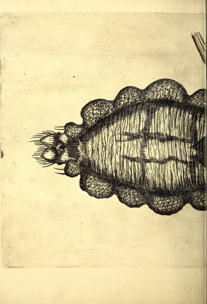 An illustration from Obseruationes circa viuentia, quæ in rebus non viuentibus reperiuntur : Cum micrographia curiosa siue Rerum minutissimarum obseruationibus, quæ ope microscopij recognitæ ad viuum exprimuntur : his accesserunt aliquot animalium testaceorum icones non antea in lucem editæ : omnia curiosorum naturæ exploratorum vtilitati & iucunditati expressa & oblata, 1691, leaf 579