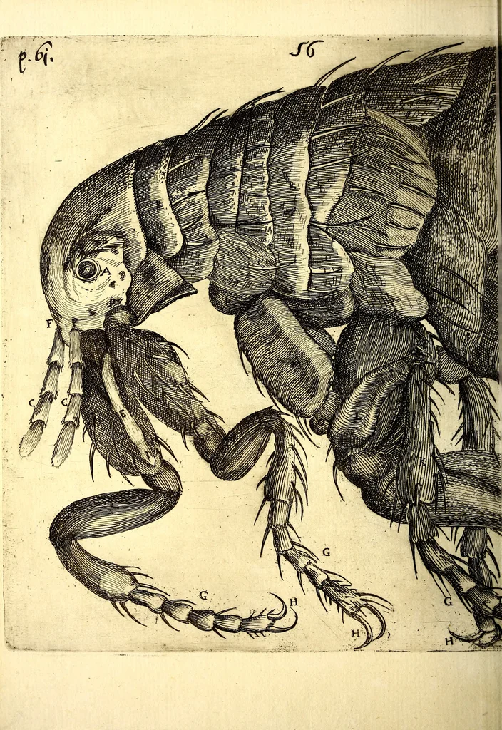 An illustration from Obseruationes circa viuentia, quæ in rebus non viuentibus reperiuntur : Cum micrographia curiosa siue Rerum minutissimarum obseruationibus, quæ ope microscopij recognitæ ad viuum exprimuntur : his accesserunt aliquot animalium testaceorum icones non antea in lucem editæ : omnia curiosorum naturæ exploratorum vtilitati & iucunditati expressa & oblata, 1691, leaf 585
