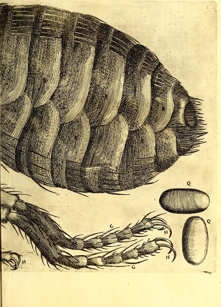 An illustration from Obseruationes circa viuentia, quæ in rebus non viuentibus reperiuntur : Cum micrographia curiosa siue Rerum minutissimarum obseruationibus, quæ ope microscopij recognitæ ad viuum exprimuntur : his accesserunt aliquot animalium testaceorum icones non antea in lucem editæ : omnia curiosorum naturæ exploratorum vtilitati & iucunditati expressa & oblata, 1691, leaf 586