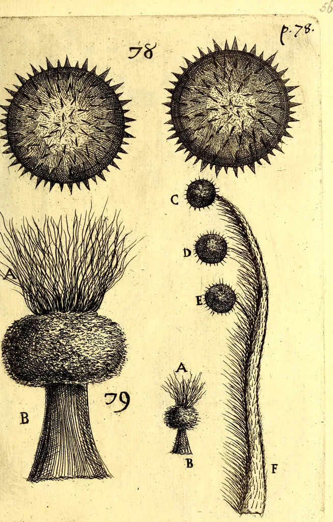 An illustration from Obseruationes circa viuentia, quæ in rebus non viuentibus reperiuntur : Cum micrographia curiosa siue Rerum minutissimarum obseruationibus, quæ ope microscopij recognitæ ad viuum exprimuntur : his accesserunt aliquot animalium testaceorum icones non antea in lucem editæ : omnia curiosorum naturæ exploratorum vtilitati & iucunditati expressa & oblata, 1691, leaf 598
