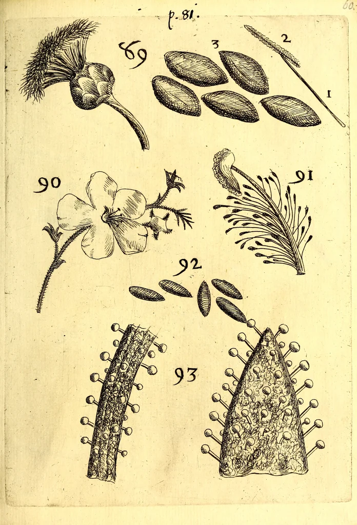An illustration from Obseruationes circa viuentia, quæ in rebus non viuentibus reperiuntur : Cum micrographia curiosa siue Rerum minutissimarum obseruationibus, quæ ope microscopij recognitæ ad viuum exprimuntur : his accesserunt aliquot animalium testaceorum icones non antea in lucem editæ : omnia curiosorum naturæ exploratorum vtilitati & iucunditati expressa & oblata, 1691, leaf 606