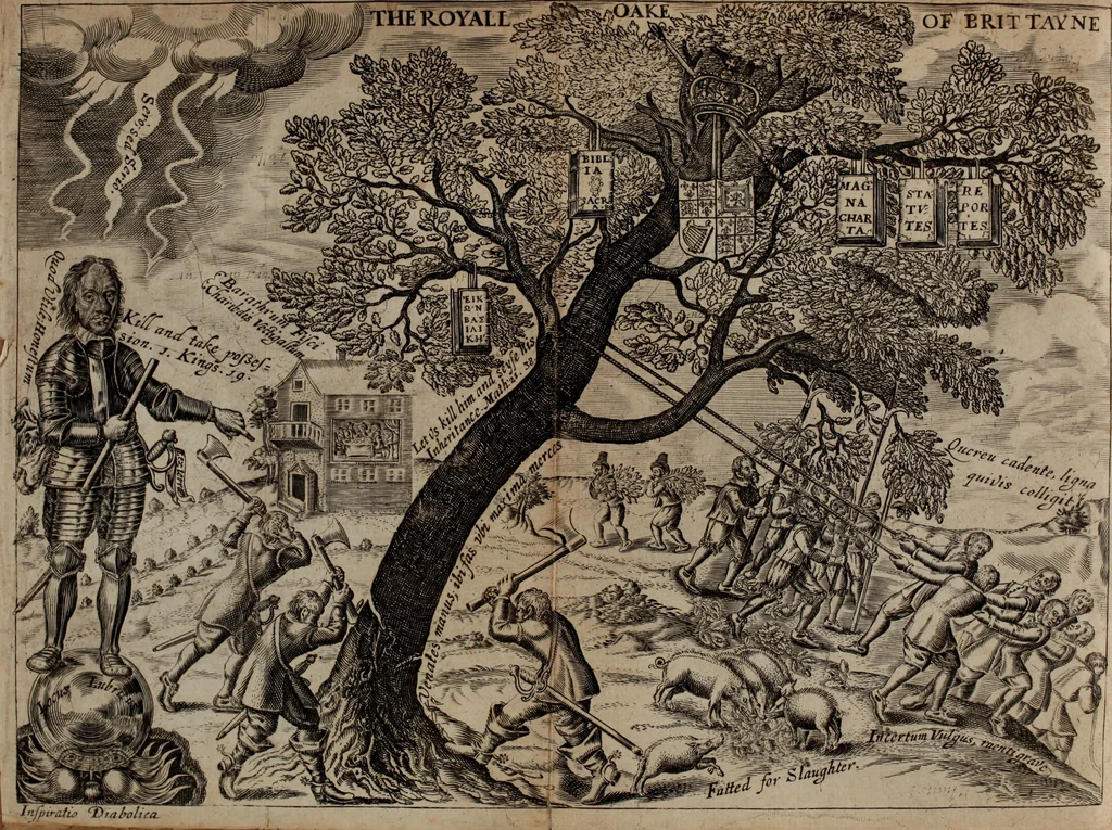An illustration from Relations and observations, historical and politick, upon the Parliament begun anno Dom. 1640 : divided into II. books 1. The mystery of the two juntoes, Presbyterian and Independent. 2. The history of Independency, &c. Together with an appendix, touching the proceedings of the Independent faction in Scotland, 1648, leaf 5