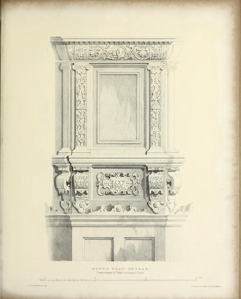 An illustration from Observations on the architecture of England during the reigns of Queen Elizabeth and King James I. & c. & c, 1837, leaf 108