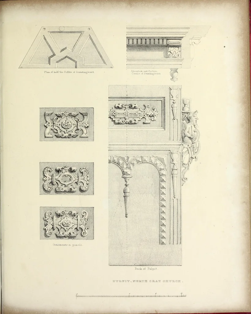 An illustration from Observations on the architecture of England during the reigns of Queen Elizabeth and King James I. & c. & c, 1837, leaf 110