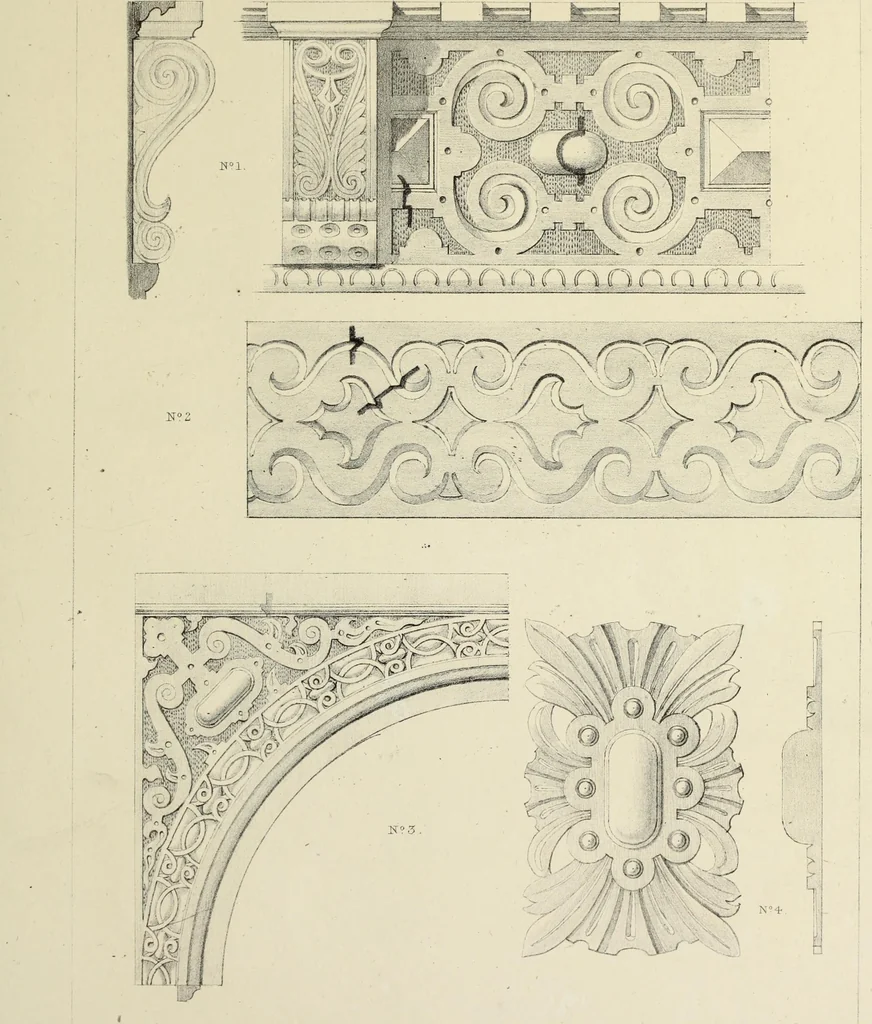 An illustration from Observations on the architecture of England during the reigns of Queen Elizabeth and King James I. & c. & c, 1837, leaf 114
