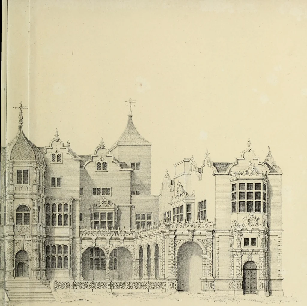 An illustration from Observations on the architecture of England during the reigns of Queen Elizabeth and King James I. & c. & c, 1837, leaf 130