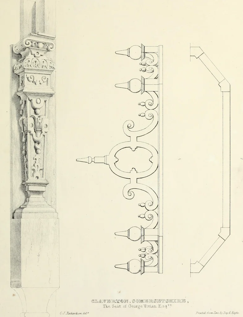 An illustration from Observations on the architecture of England during the reigns of Queen Elizabeth and King James I. & c. & c, 1837, leaf 74
