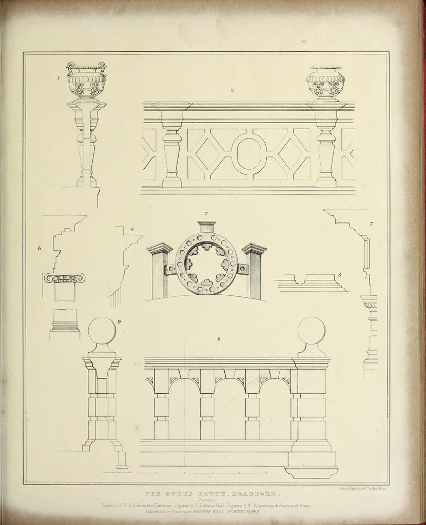 An illustration from Observations on the architecture of England during the reigns of Queen Elizabeth and King James I. & c. & c, 1837, leaf 92