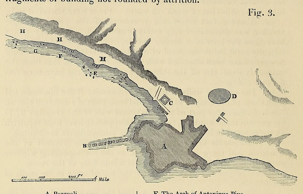 An illustration from Observations on the temple of Serapis at Pozzuoli near Naples : with an attempt to explain the causes of the frequent elevation and depression of large portions of the earth's surface in remote periods and to prove that those causes continue in action at the present time : with a supplement of Conjectures on the physical condition of the surface of the moon, 1847, leaf 16