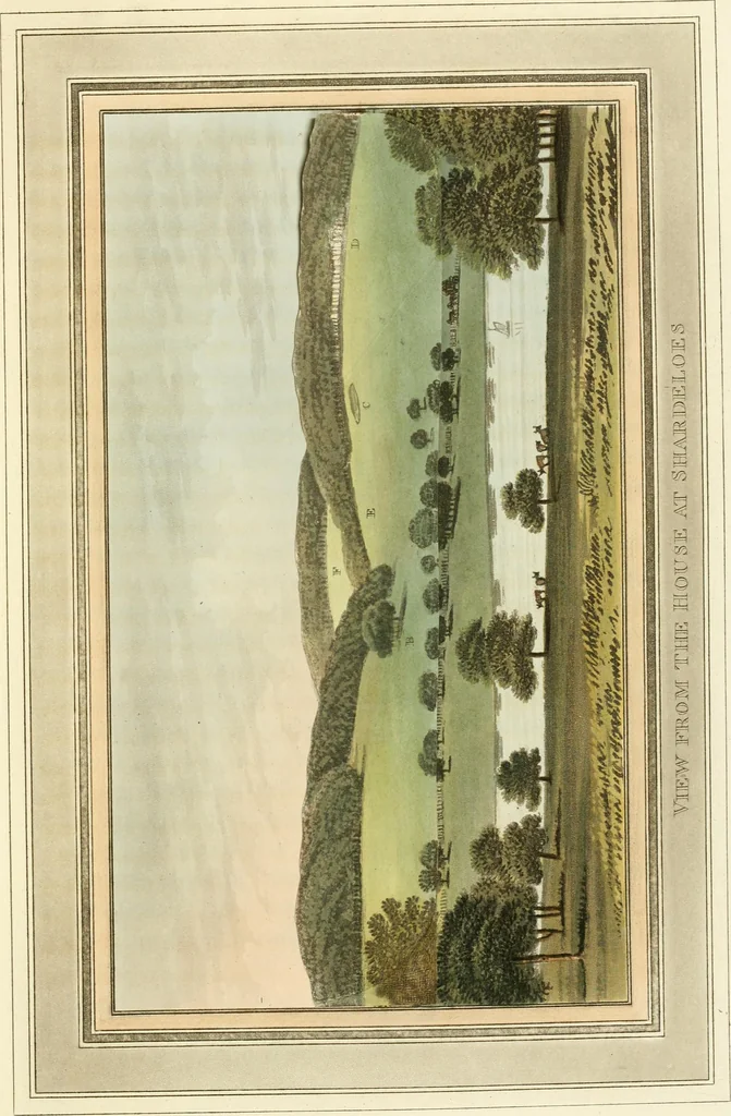 An illustration from Observations on the theory and practice of landscape gardening : including some remarks on Grecian and Gothic architecture, collected from various manuscripts, in the possession of the different noblemen and gentlemen, for whose use they were originally written : the whole tending to establish fixed principles in the respective arts, 1805, leaf 112