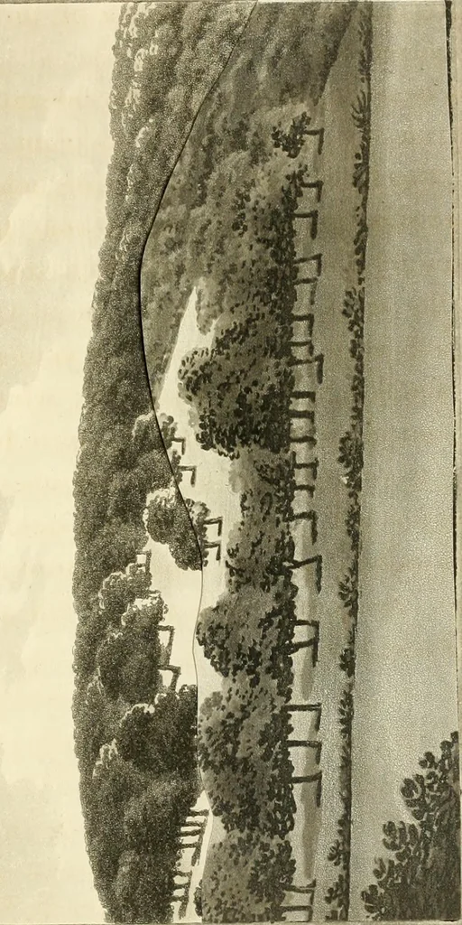 An illustration from Observations on the theory and practice of landscape gardening : including some remarks on Grecian and Gothic architecture, collected from various manuscripts, in the possession of the different noblemen and gentlemen, for whose use they were originally written : the whole tending to establish fixed principles in the respective arts, 1805, leaf 170