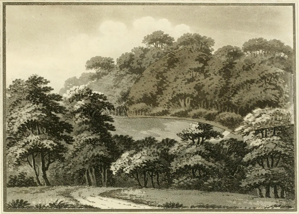 An illustration from Observations on the theory and practice of landscape gardening : including some remarks on Grecian and Gothic architecture, collected from various manuscripts, in the possession of the different noblemen and gentlemen, for whose use they were originally written : the whole tending to establish fixed principles in the respective arts, 1805, leaf 224