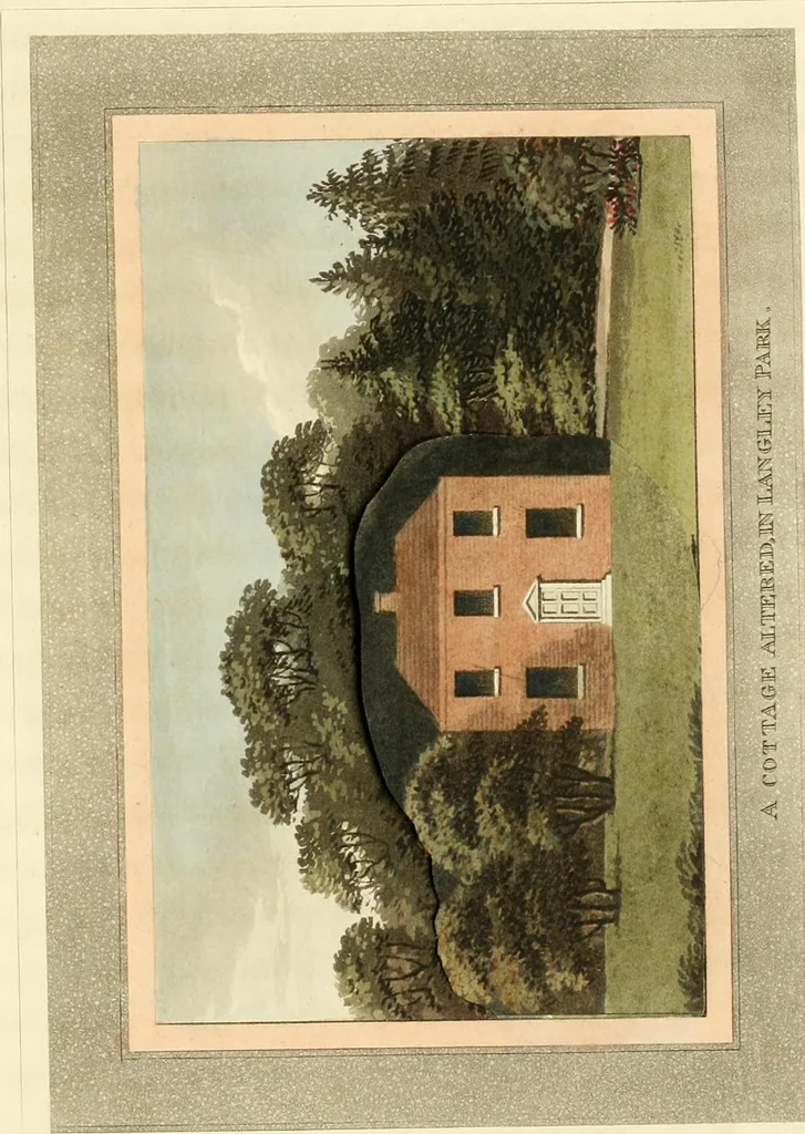An illustration from Observations on the theory and practice of landscape gardening : including some remarks on Grecian and Gothic architecture, collected from various manuscripts, in the possession of the different noblemen and gentlemen, for whose use they were originally written : the whole tending to establish fixed principles in the respective arts, 1805, leaf 234