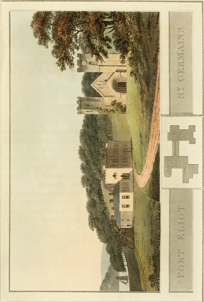 An illustration from Observations on the theory and practice of landscape gardening : including some remarks on Grecian and Gothic architecture, collected from various manuscripts, in the possession of the different noblemen and gentlemen, for whose use they were originally written : the whole tending to establish fixed principles in the respective arts, 1805, leaf 278