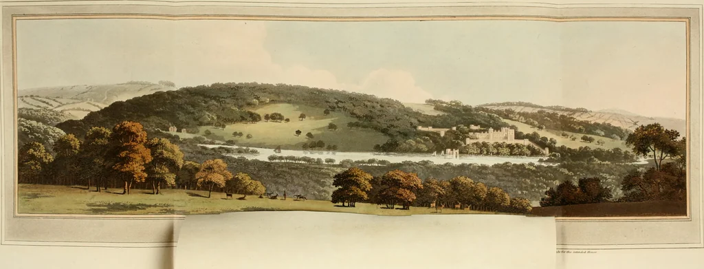 An illustration from Observations on the theory and practice of landscape gardening : including some remarks on Grecian and Gothic architecture, collected from various manuscripts, in the possession of the different noblemen and gentlemen, for whose use they were originally written : the whole tending to establish fixed principles in the respective arts, 1805, leaf 304